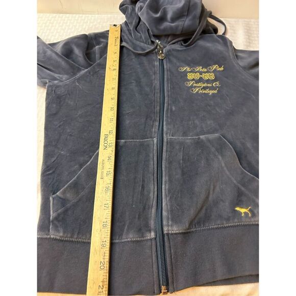 Victoria Secret VS Pink gray zipper jacket Phi-Beta velour Small - Picture 8 of 8